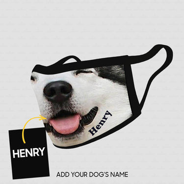 Personalized Dog Gift Idea - Alaskan Malamute Smiling Face Tongue Out And Closed Eyes For Dog Lovers - Cloth Mask